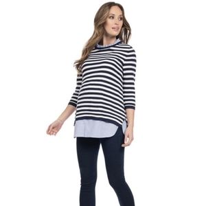 Seraphine Cotton Maternity & Nursing Sweater with Detachable Collar
